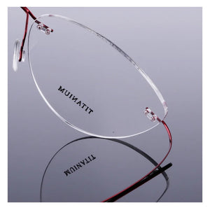 Reven Jate Flexible Titanium Alloy Rimless Eyeglasses Frame for Optical Prescription Glasses Eyewear for Women and Men 20003