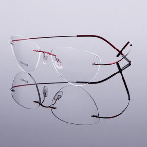 Reven Jate Flexible Titanium Alloy Rimless Eyeglasses Frame for Optical Prescription Glasses Eyewear for Women and Men 20003