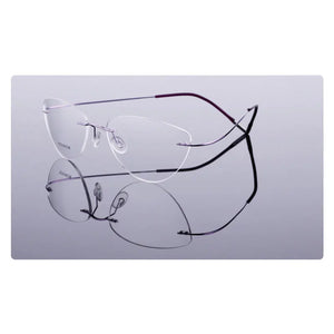 Reven Jate Flexible Titanium Alloy Rimless Eyeglasses Frame for Optical Prescription Glasses Eyewear for Women and Men 20003