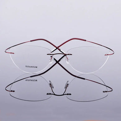 Reven Jate Flexible Titanium Alloy Rimless Eyeglasses Frame for Optical Prescription Glasses Eyewear for Women and Men 20003