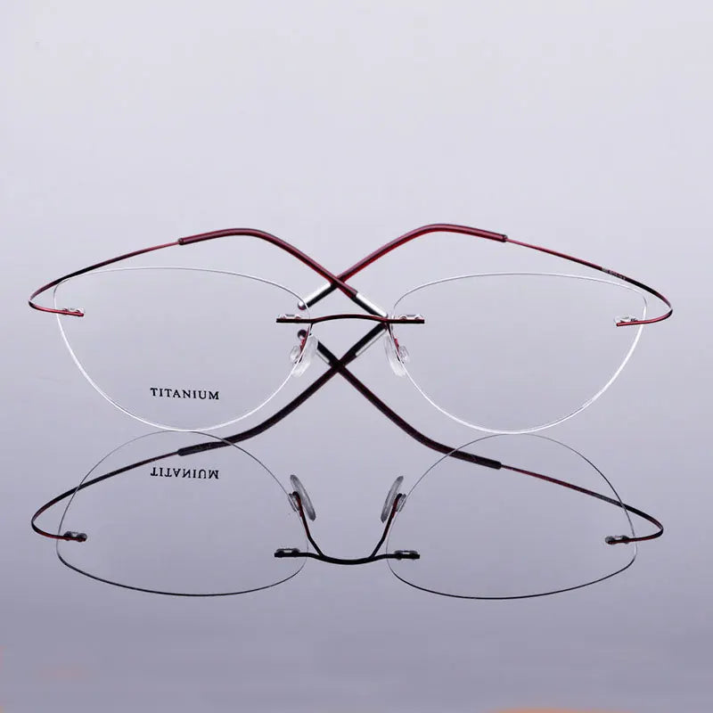 Reven Jate Flexible Titanium Alloy Rimless Eyeglasses Frame for Optical Prescription Glasses Eyewear for Women and Men 20003