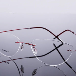 Reven Jate Flexible Titanium Alloy Rimless Eyeglasses Frame for Optical Prescription Glasses Eyewear for Women and Men 20003
