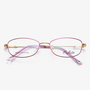 Reven Jate Full Rimless Eyeglasses Frame Optical Prescription Alloy Glasses Frame For Women's Eyewear Female Armacao Oculos 050