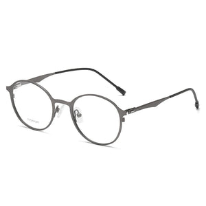 Reven Jate P8821 Pure Tatinium Full-Rim Round Prescription Eyeglasses Myopia Optical Frames Screwless Eyewear For Women Or Men