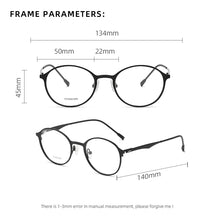 Carica l&#39;immagine nel visualizzatore di Gallery, Reven Jate P8821 Pure Tatinium Full-Rim Round Prescription Eyeglasses Myopia Optical Frames Screwless Eyewear For Women Or Men