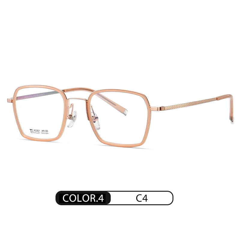 Reven Jate R2321 Pure Titanium Glasses Frame Women Vintage Square Myopia Optical Prescription Eyeglasses Frame Men New Eyewear
