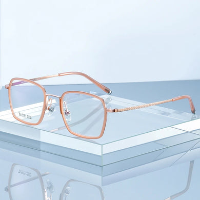 Reven Jate R2321 Pure Titanium Glasses Frame Women Vintage Square Myopia Optical Prescription Eyeglasses Frame Men New Eyewear
