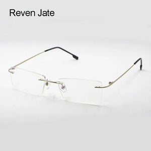 Reven Jate Titanium Memory Flexible Rimless Frame Eyeglasses Optical Prescription Glasses for Women and Men Frame Shape Customed