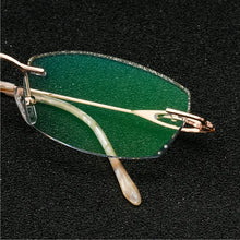 Carica l&#39;immagine nel visualizzatore di Gallery, Reven Jate Titanium Rimless Diamond Cutting Woman Glasses Frame Optical Prescription Eyeglasses Woman Eyewear 1806
