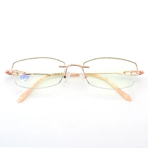 Reven Jate Titanium Rimless Diamond Cutting Woman Glasses Frame Optical Prescription Eyeglasses Woman Eyewear 1806