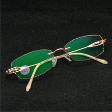 Carica l&#39;immagine nel visualizzatore di Gallery, Reven Jate Titanium Rimless Diamond Cutting Woman Glasses Frame Optical Prescription Eyeglasses Woman Eyewear 1806