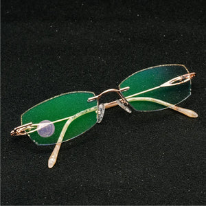 Reven Jate Titanium Rimless Diamond Cutting Woman Glasses Frame Optical Prescription Eyeglasses Woman Eyewear 1806