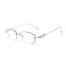 Carica l&#39;immagine nel visualizzatore di Gallery, Reven Jate Titanium Rimless Diamond Cutting Woman Glasses Frame Optical Prescription Eyeglasses Woman Eyewear 1806