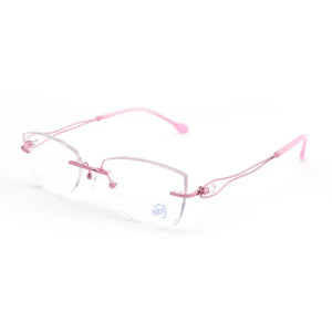 Reven Jate Titanium Rimless Diamond Cutting Woman Glasses Frame Optical Prescription Eyeglasses Woman Eyewear 2534