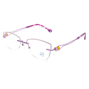 Reven Jate Titanium Rimless Diamond Cutting Woman Glasses Frame Optical Prescription Eyeglasses Woman Eyewear 2534