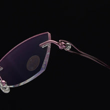 Carica l&#39;immagine nel visualizzatore di Gallery, Reven Jate Titanium Rimless Diamond Cutting Woman Glasses Frame Optical Prescription Eyeglasses Woman Eyewear 2534