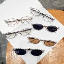 Load image into Gallery viewer, Rhinestone Diamonds Eyeglasses Frames New Metal Bling Eyewear Glasses Oval Shades Unisex Reading Eyeglasses Men