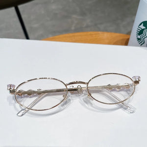 Rhinestone Diamonds Eyeglasses Frames New Metal Bling Eyewear Glasses Oval Shades Unisex Reading Eyeglasses Men