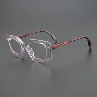 Rhombus Men Women Exaggerated Retro Personality Eyeglasses  Niche Handmade Glasses Frame Myopia Prescription Eyewear