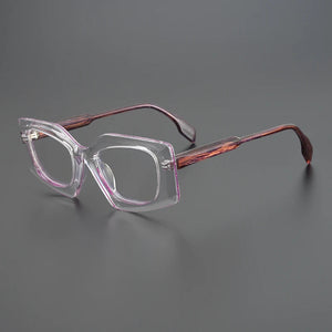 Rhombus Men Women Exaggerated Retro Personality Eyeglasses  Niche Handmade Glasses Frame Myopia Prescription Eyewear