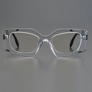 Rhombus Men Women Exaggerated Retro Personality Eyeglasses  Niche Handmade Glasses Frame Myopia Prescription Eyewear
