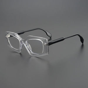 Rhombus Men Women Exaggerated Retro Personality Eyeglasses  Niche Handmade Glasses Frame Myopia Prescription Eyewear