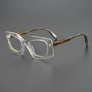 Rhombus Men Women Exaggerated Retro Personality Eyeglasses  Niche Handmade Glasses Frame Myopia Prescription Eyewear
