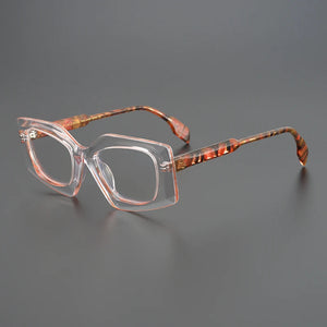 Rhombus Men Women Exaggerated Retro Personality Eyeglasses  Niche Handmade Glasses Frame Myopia Prescription Eyewear
