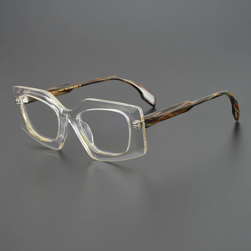 Rhombus Men Women Exaggerated Retro Personality Eyeglasses  Niche Handmade Glasses Frame Myopia Prescription Eyewear