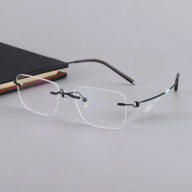 Rimless Business Eyeglasses Men Luxury Business Spectacle Super Light Eyewear Optical Prescription Eyeglasses Myopia Frame E25