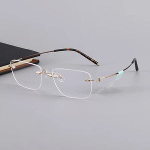 Rimless Business Eyeglasses Men Luxury Business Spectacle Super Light Eyewear Optical Prescription Eyeglasses Myopia Frame E25