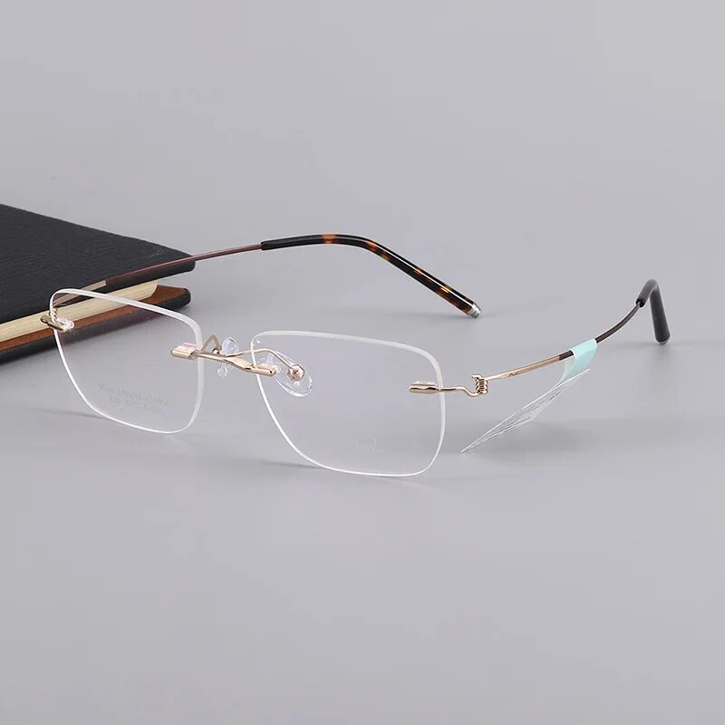 Rimless Business Eyeglasses Men Luxury Business Spectacle Super Light Eyewear Optical Prescription Eyeglasses Myopia Frame E25