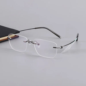 Rimless Business Eyeglasses Men Luxury Business Spectacle Super Light Eyewear Optical Prescription Eyeglasses Myopia Frame E25