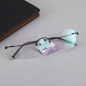 Rimless Business Eyeglasses Men Luxury Business Spectacle Super Light Eyewear Optical Prescription Eyeglasses Myopia Frame E25