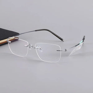 Rimless Business Eyeglasses Men Luxury Business Spectacle Super Light Eyewear Optical Prescription Eyeglasses Myopia Frame E25