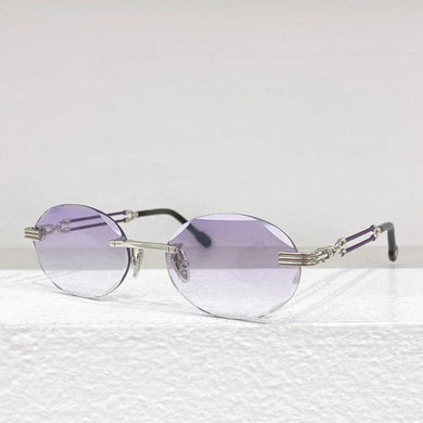 Rimless Uv400 Sunglasses Frameless Diamond Cut Designer Brand Alloy Gold Gradient Lens Ladies and Men Eyeglasses