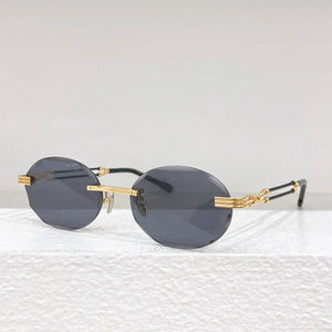 Rimless Uv400 Sunglasses Frameless Diamond Cut Designer Brand Alloy Gold Gradient Lens Ladies and Men Eyeglasses
