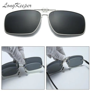 Rimless Flip Up Clip On Sunglasses Men Driving UV400 Polarized Mirror Blue Lens Fancy Design Fishing Eyeglasses Driver Goggles