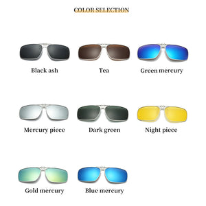 Rimless Flip Up Clip On Sunglasses Men Driving UV400 Polarized Mirror Blue Lens Fancy Design Fishing Eyeglasses Driver Goggles