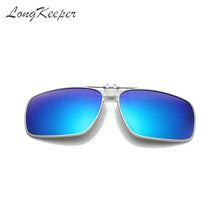 Load image into Gallery viewer, Rimless Flip Up Clip On Sunglasses Men Driving UV400 Polarized Mirror Blue Lens Fancy Design Fishing Eyeglasses Driver Goggles