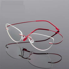 Load image into Gallery viewer, Rimless Glasses Frame Titanium alloy Ultralight Eyeglasses Frameless Cat Eye Screwless Eyewear Myopia Optical Frame F860