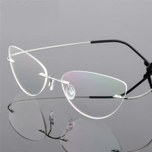 Load image into Gallery viewer, Rimless Glasses Frame Titanium alloy Ultralight Eyeglasses Frameless Cat Eye Screwless Eyewear Myopia Optical Frame F860