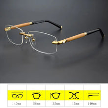 Load image into Gallery viewer, Rimless Optical Glasses Frame Wood Titanium Retro Eyeglasses Myopia Eye Glasses Frames for Men Prescription Spectacle MB491