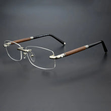 Load image into Gallery viewer, Rimless Optical Glasses Frame Wood Titanium Retro Eyeglasses Myopia Eye Glasses Frames for Men Prescription Spectacle MB491