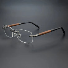 Load image into Gallery viewer, Rimless Optical Glasses Frame Wood Titanium Retro Eyeglasses Myopia Eye Glasses Frames for Men Prescription Spectacle MB491