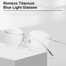 Load image into Gallery viewer, Rimless Pure Titanium Blue Light Reading Glasses for Women Free Shipping Optical Lenses Prescription Men Glasses Luxury Designer