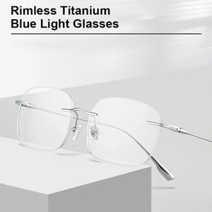 Rimless Pure Titanium Blue Light Reading Glasses for Women Free Shipping Optical Lenses Prescription Men Glasses Luxury Designer
