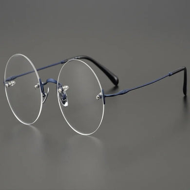 Rimless Pure Titanium Eyeglasses Men Round Frame Vintage Ultralight Optical Eyewear Clear Lens Prescription Myopia Glasses Women