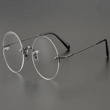 Load image into Gallery viewer, Rimless Pure Titanium Eyeglasses Men Round Frame Vintage Ultralight Optical Eyewear Clear Lens Prescription Myopia Glasses Women