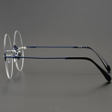 Load image into Gallery viewer, Rimless Pure Titanium Eyeglasses Men Round Frame Vintage Ultralight Optical Eyewear Clear Lens Prescription Myopia Glasses Women